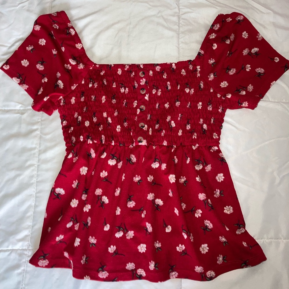 Red Floral Top